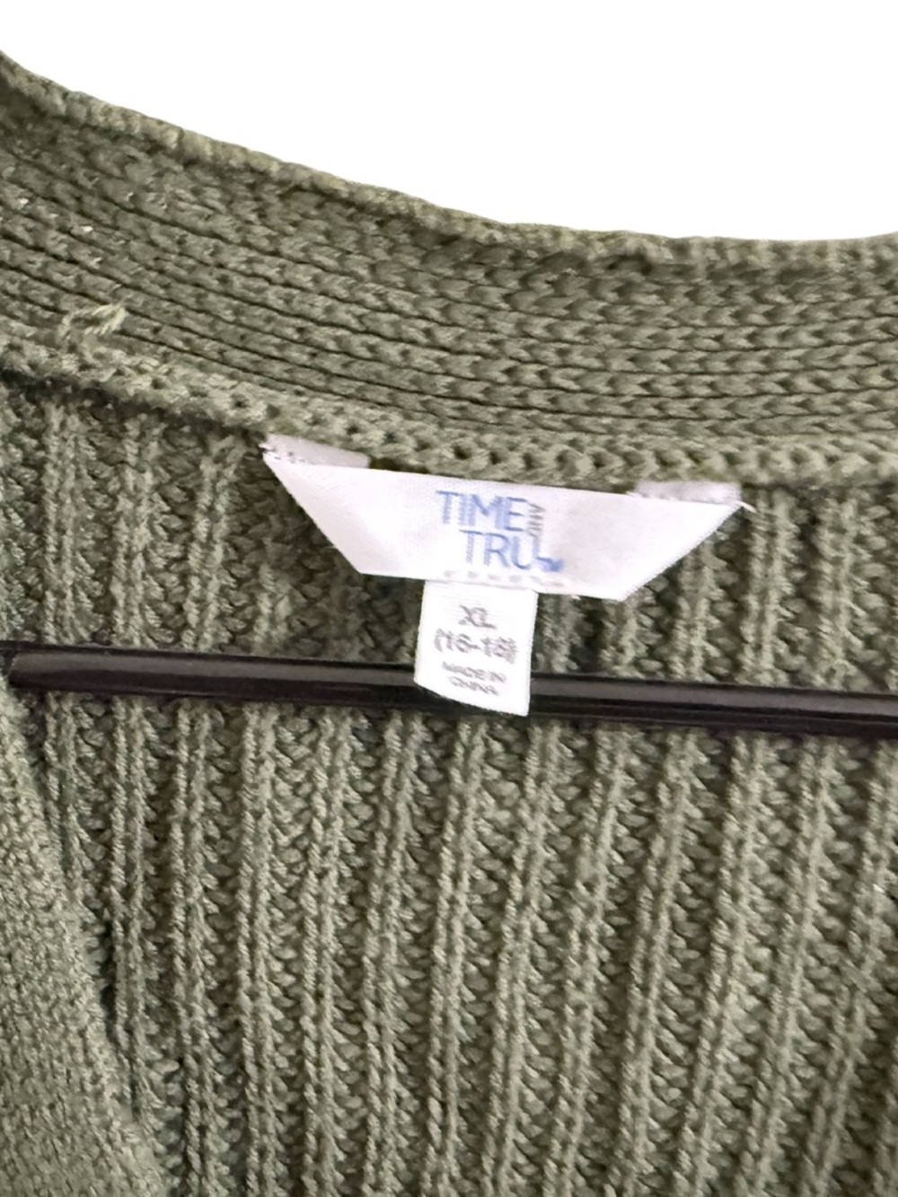Time and Tru Olive Green Chunky Knit Button Cardigan - Picture 3 of 3